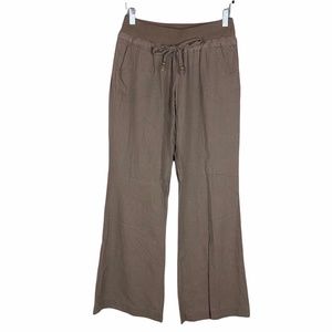 Love Tree Women Linen Blend Pants Medium Drawstring Bootcut Pockets Minimalist